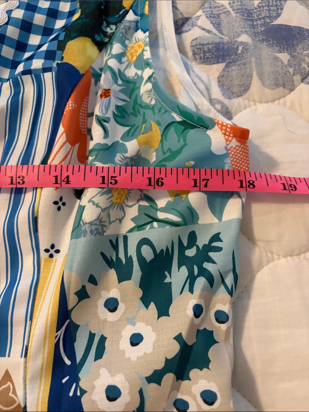 Commense Lemonade Patchwork  Maxi Dress - Blue, Yellow & White Deep-V neck - Picture 7 of 11